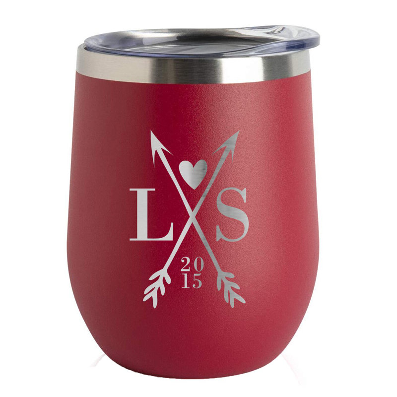 Gobelet à vin à double paroi en acier inoxydable 12 oz, Rouge