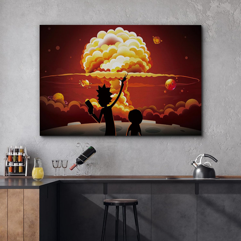 Rick et Morty sur toile, Toile tendue, H 32 po x l 48 po x P 1,5 po