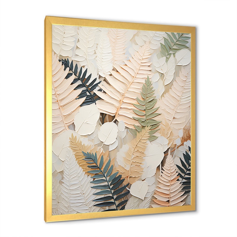 «Golden Ferns Silent Gracefulness» sur toile, Cadre doré simple, H 32 po x l 24 po x P 1 po