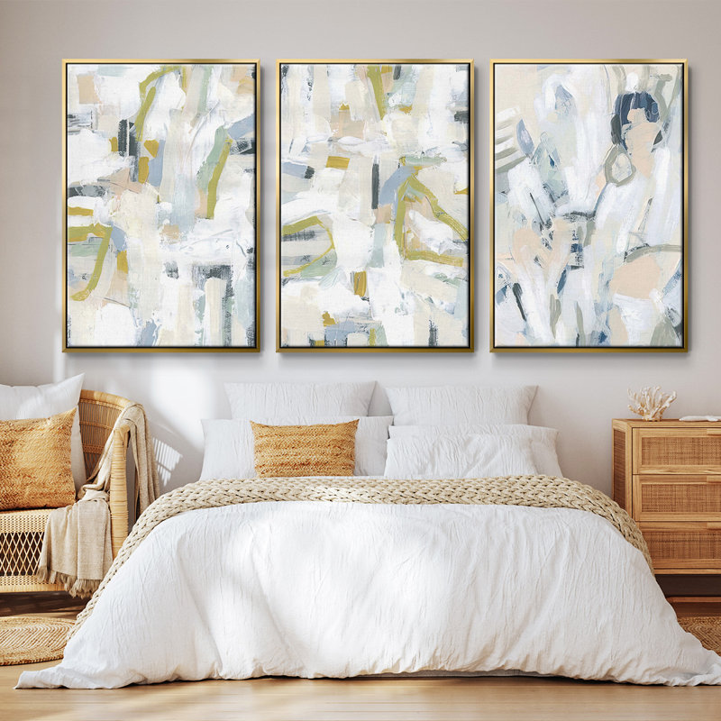 " Interim I " 3 - Pieces, Gold Framed, 40" H x 78" W