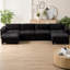 Canapé modulaire modulaire en forme de U avec deux repose-pieds, canapé en chenille quatre places avec ressorts ensachés, housses lavables amovibles et canapé à combinaison libre-358446072