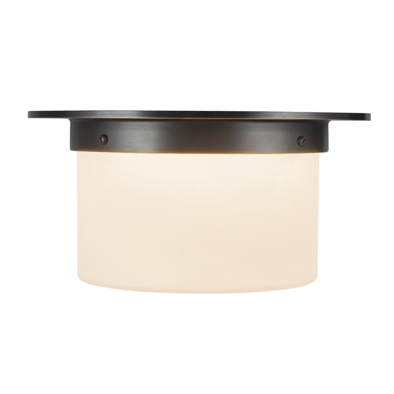Mineral 11-in Brass Flush Mount, Oil Rubbed Bronze, Opal Glass