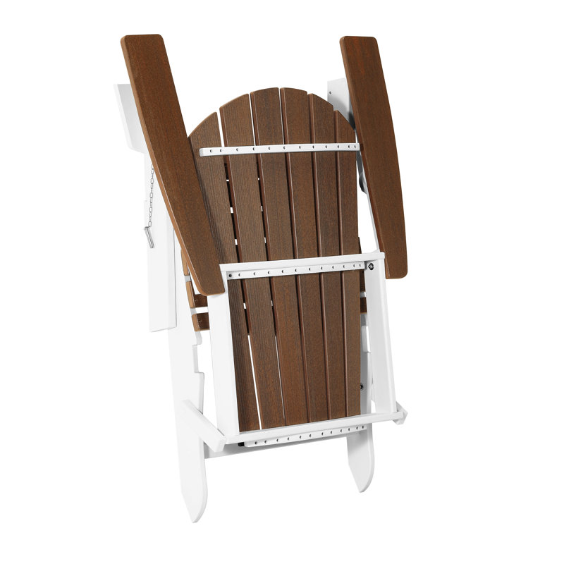 Folding Adirondack Chair, White, Dark Brown/White