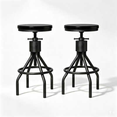 Swivel Pine Solid Wood Adjustable Height Counter Stool with Iron Frame