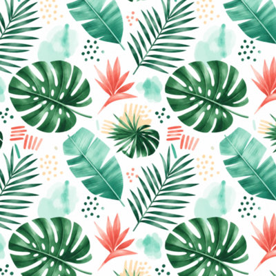 Papier peint adhésif autocollant abstrait été géométrique tropical aquarelle feuille de palmier feuille de papier peint autocollant amovible pour armoires de cuisine de chambre à coucher 17,7 po x 118 po