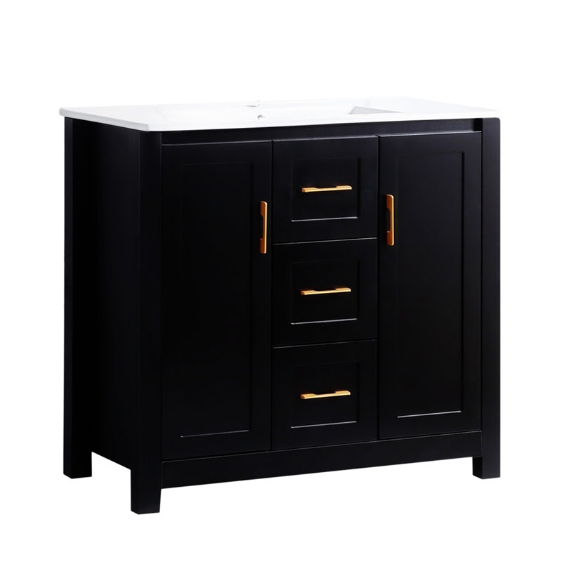 36"  Bathroom Vanity With Single Sink, Black