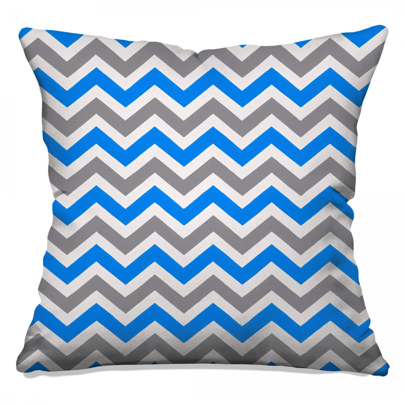 Blue Gray Chevron Double Sided Throw Pillows, 14 x 14 inches