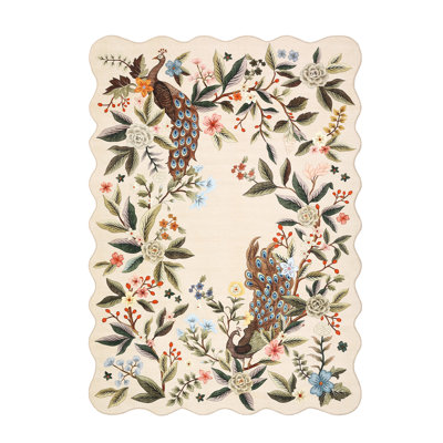 Tapis de paon à motif floral antidérapant pour chambre d'enfant