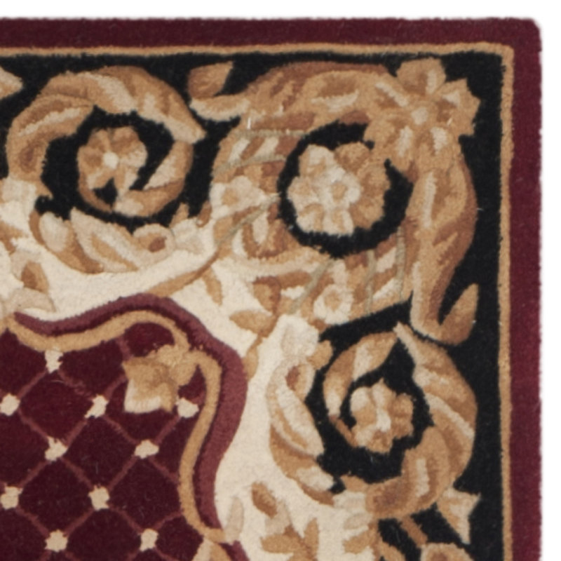 Naples Burgundy and Black Hand-Tufted Wool Rug