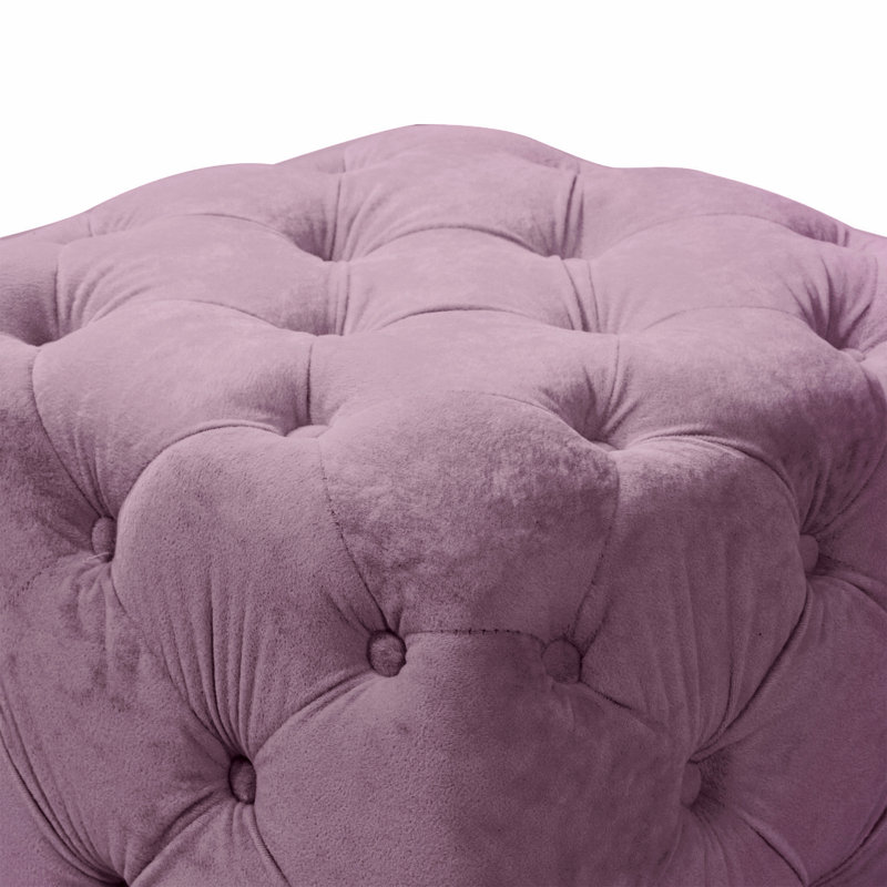 Repose-pieds rembourré Hielke, Velours mauve