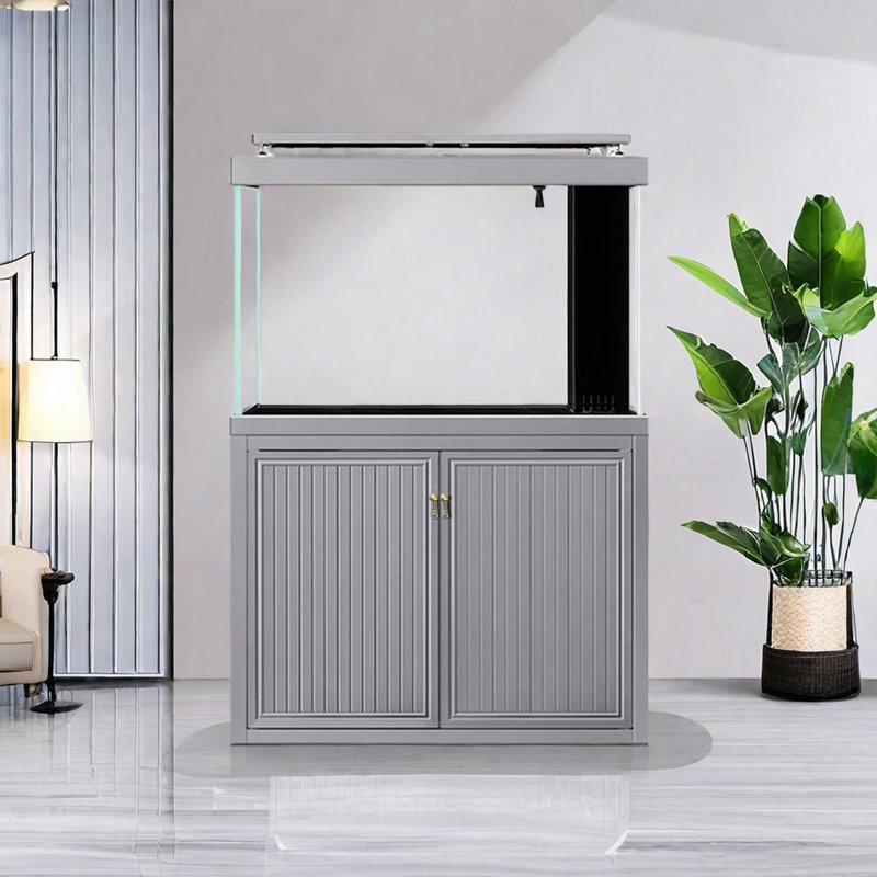 Réservoir d'aquarium gris sur pied, 58 gallons (H 59 po x l 31,5 po x P 15,7 po)