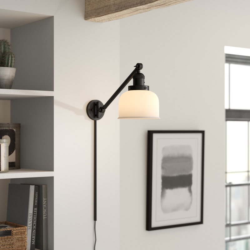 Kiger Swing Arm Sconce, Matte White Cased, Satin Gold