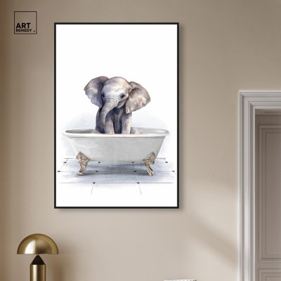 «Bathaign Elephant», impression sur toile tendance par Art Remedy