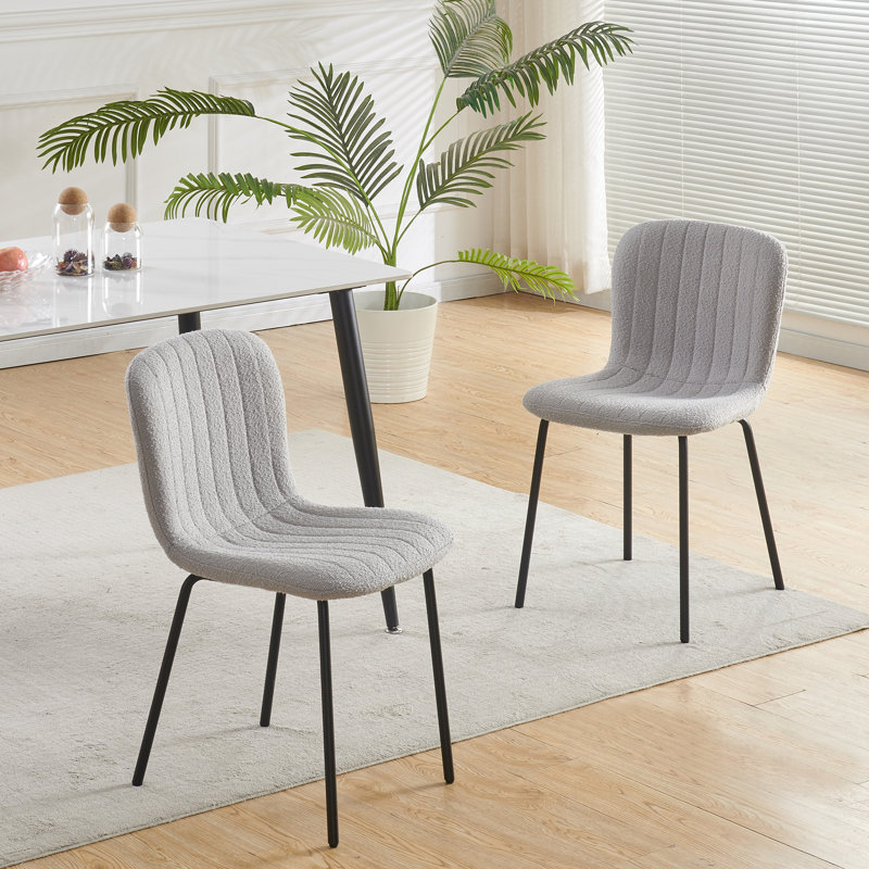 Linen Fabric Dining Chairs Upholstered Chairs, Light Grey, Set Of 2