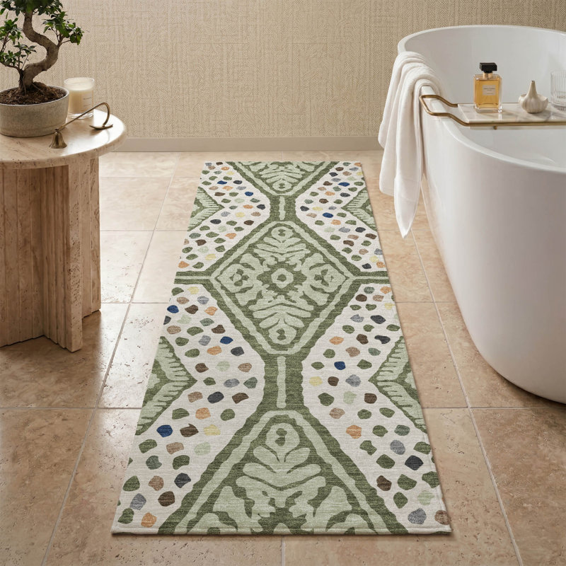 Tapis tribal Premium lavable à la machine AMF2457 Mayfield, Sage, 2'3" x 7'6" Runner