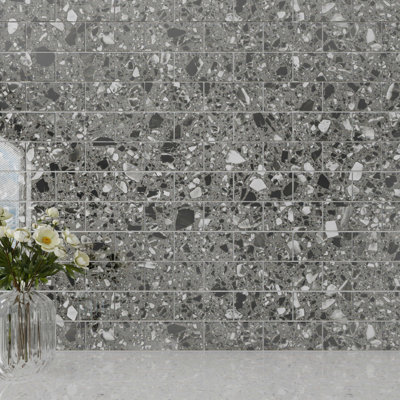 Glass Terrazzo 3'' W x 6'' L Glass Subway Singular Tile