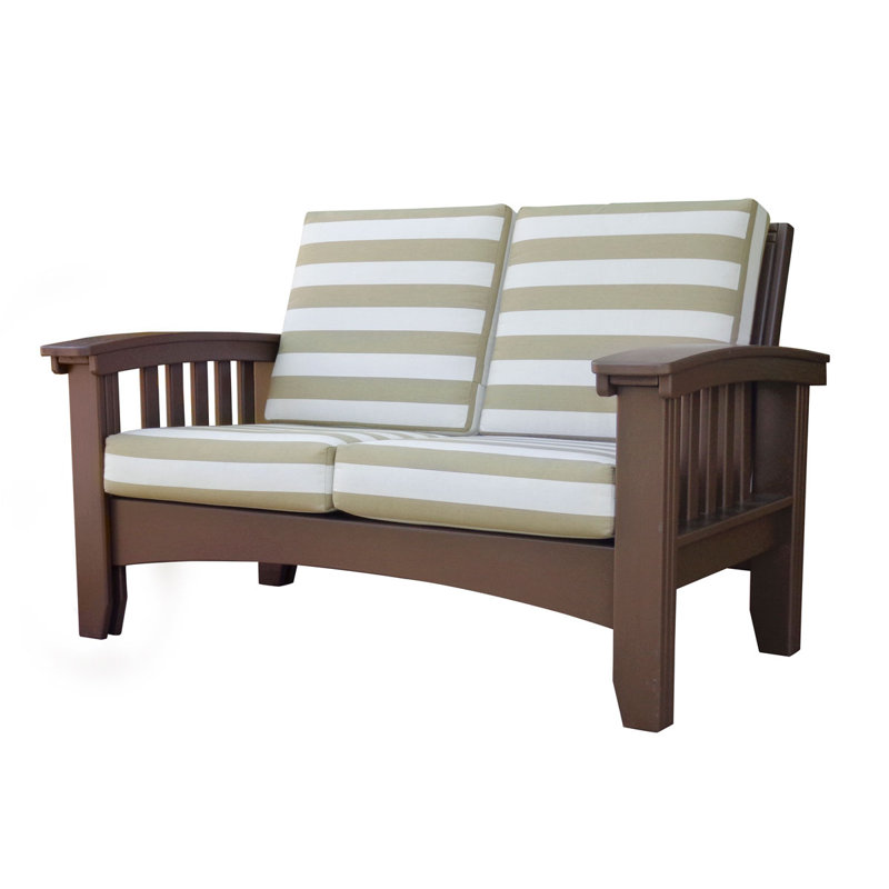 Causeuse avec coussin Stiefel, Brun chocolat, Tissage uni cendre coulée Sunbrella®