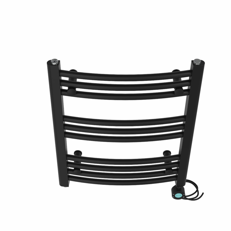 Ameia Curved Towel Rail Heated Towel Rails, Black, 60cm H x 50cm W x 5.2cm D