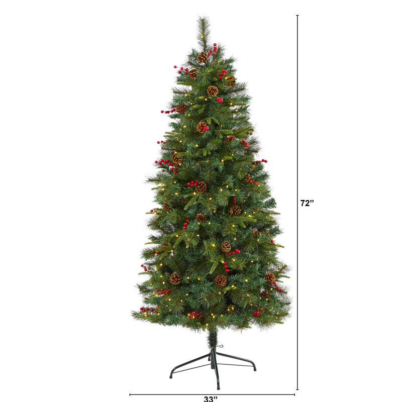Lighted Artificial Christmas Tree, 6' H