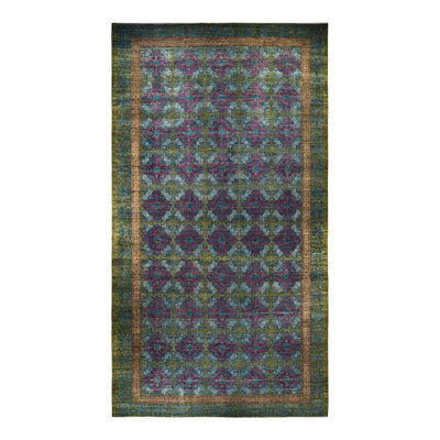 Tapis unique vert / bleu / rouge 12 pi 2 po x 22 pi 6 po Angarano