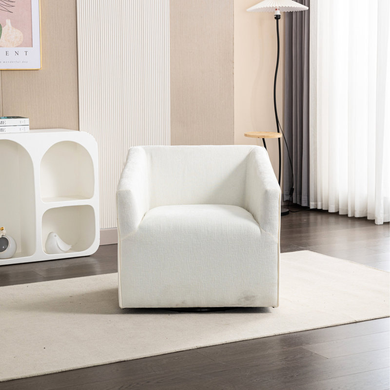 Fauteuil pivotant à 360 ° en chenille - et moderne pour le salon Tissu d'ameublement élégant, fabrication, pièce, chambre à coucher, bureau blanc, brun, assise mi-ferme