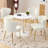 Modern Tufted Velvet WingBack White Dining Chair with Metal Legs-1387794421