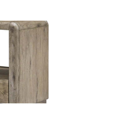 Table de bout Knotty en chêne anglais avec un tiroir à fermeture automatique et une tablette ouverte pour un rangement simple, profondeur de 24,1 po, largeur, hauteur de 24,49 po, bois massif et matériau en placage, guides inférieurs, esthétique