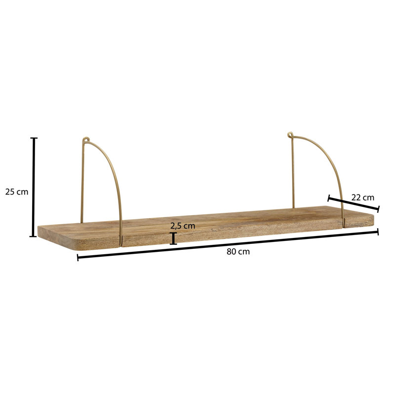 Satsuma Mango Solid Wood Floating Shelf, 25cm Hx 80cm W x 22cm D 