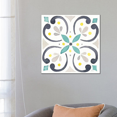 Garden Getaway Tile IV White by Laura Marshall - Wrapped Canvas Painting