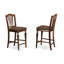 Ensemble de salle à manger à hauteur de comptoir 3 pièces pour petits espaces comprenant une table de cuisine ronde et 2 chaises de salle à manger en tissu de lin, 42 po x 42 po, noir et cerise-1309328923-1269312309-1265791586