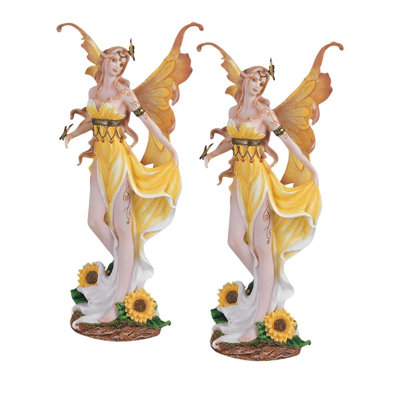 «2-PC Set» ICE ARMOUR 12,5 po Figurine de tournesol jaune fée Figurine ornement de décoration de maison / chambre et idées de cadeaux parfaits pour le chauffage de la maison, les fêtes et les anniversaires