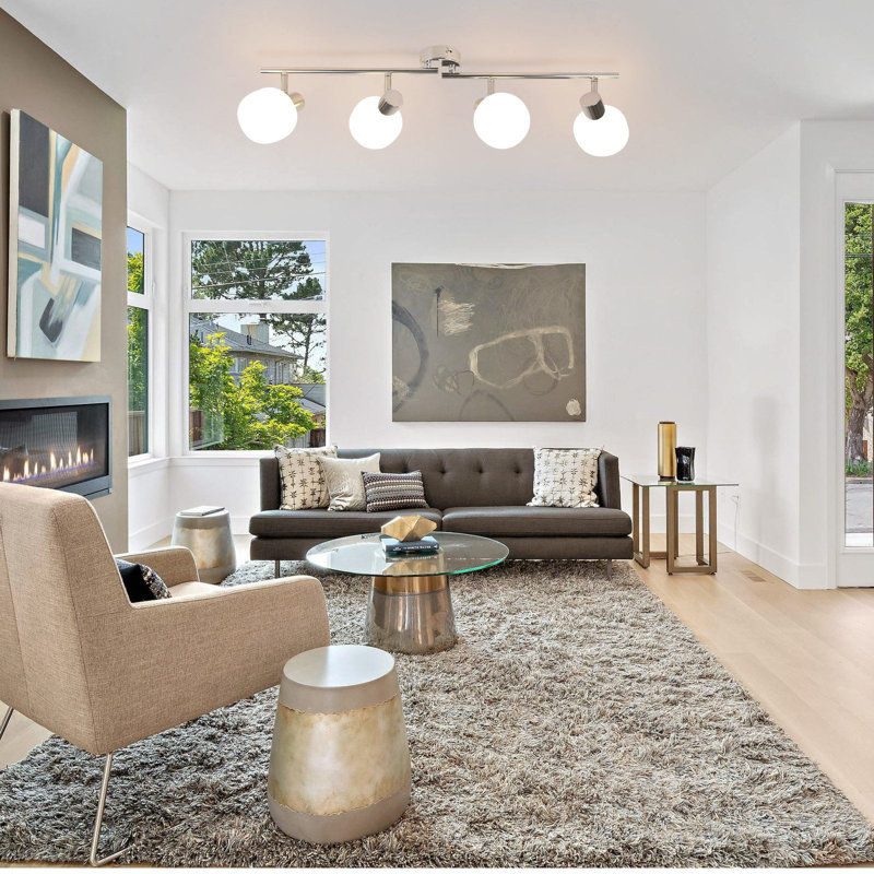 Ceiling spotlight 4-flame ceiling light living room - ceiling lamp spotlight indoor vintage glass ceiling spots E14 Morden design 350° swivel spots for bedroom hallway (without bulb)