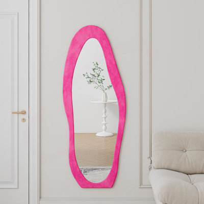 Full Length Mirror,Wooden Frame Floor Mirror,Irregular Wavy Mirror For Bedroom, Living Room, Dressing Room
