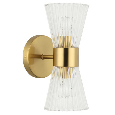 Meuble-lavabo 2 lumières Merdi - Verre strié transparent