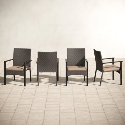 Fauteuils de salle à manger en rotin avec coussins Alyah