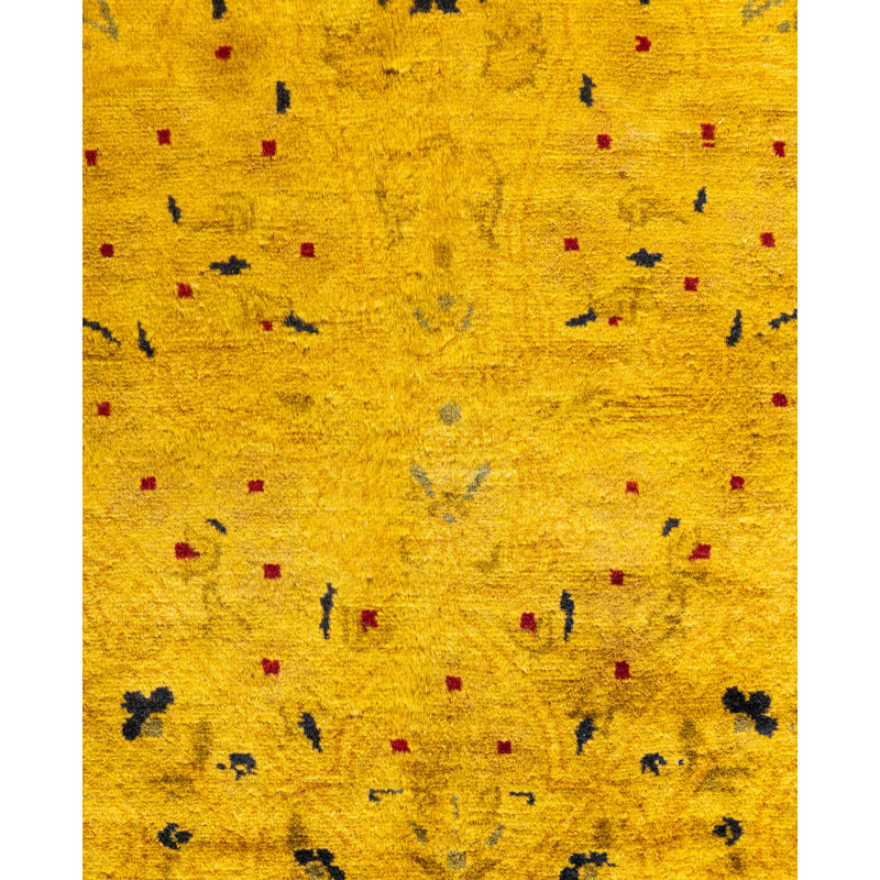 Overdyed Hand-Knotted Wool Modern-Contemporary Gold Area Rug 4' 8" x 7' 3"