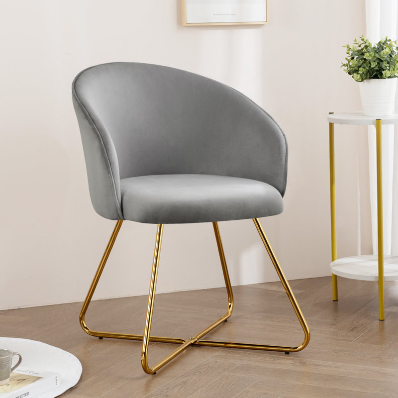 Chaise d'appoint rembourrée Tyiana, Velours gris