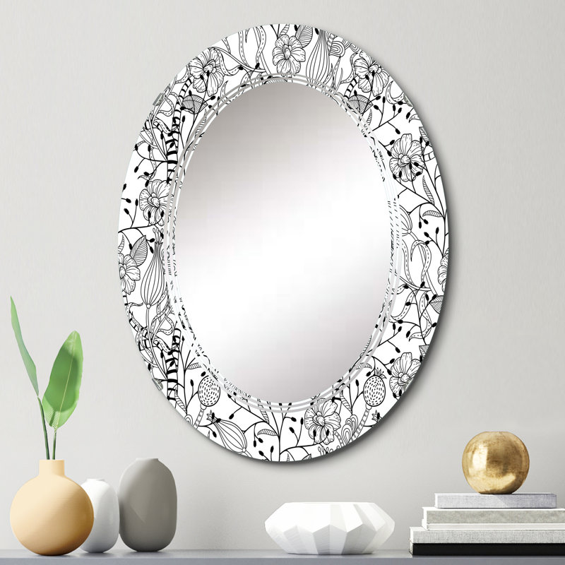 Formes monochromes I - miroir mural à motif ovale, 30 po x 20 po