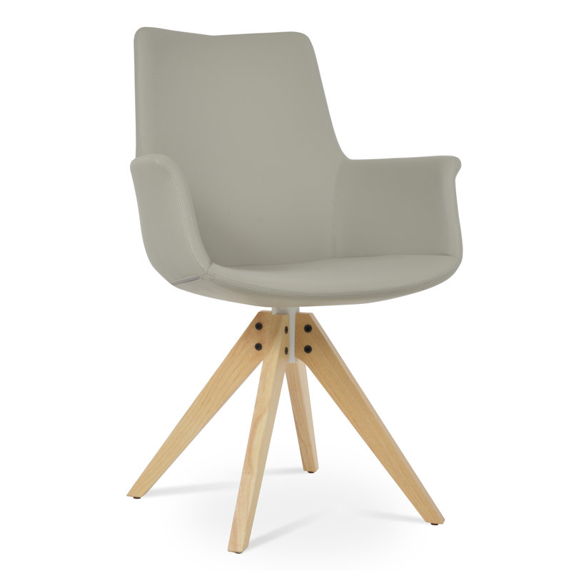 Chaise avec accoudoirs rembourrée, Naturel, Crème
