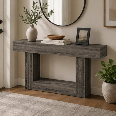 63" Wooden Console Table, Farmhouse 2-Tier Sofa Table Entryway Table