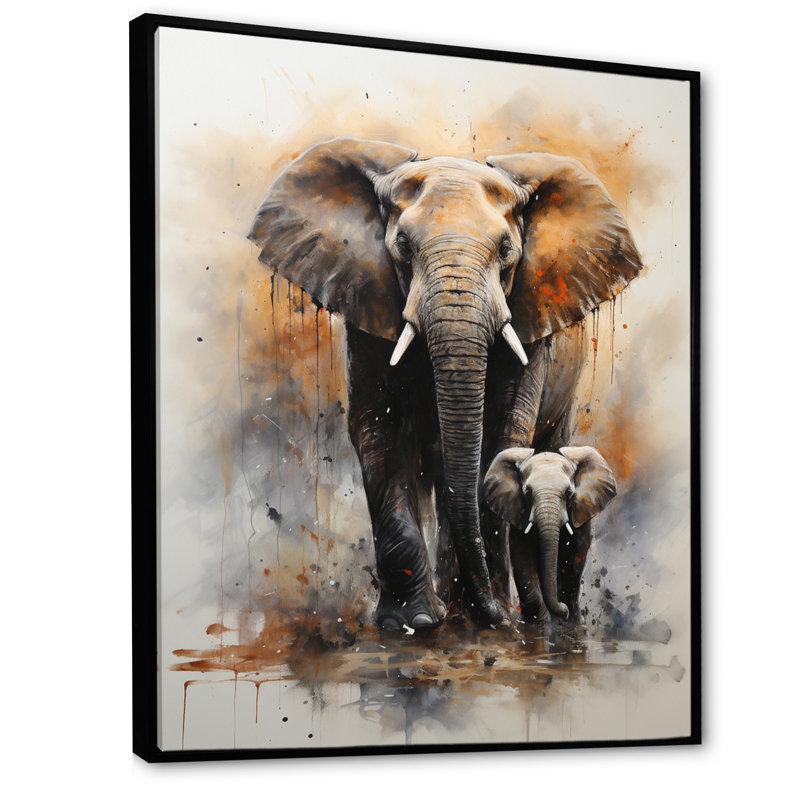 «Keehn Elephant Gentle Giants Elephants II», reproduction sur toile encadrée, H 32 po x l 24 po x P 1 po, Cadre flottant noir