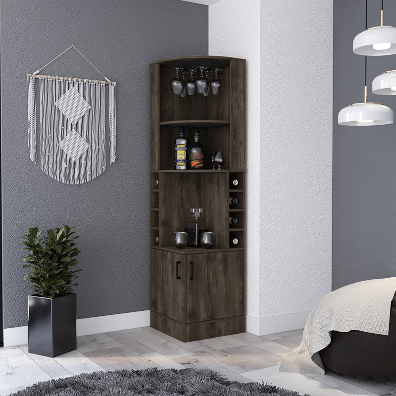 Carlyle 2-Shelf Dark Brown 8 Bar Cabinet, Enhancing Decor Of Your Living Area Stylish Cabinet With Storage And Decorative Features