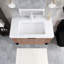 36 po W Meuble-lavabo autoportant en noyer avec lavabo blanc