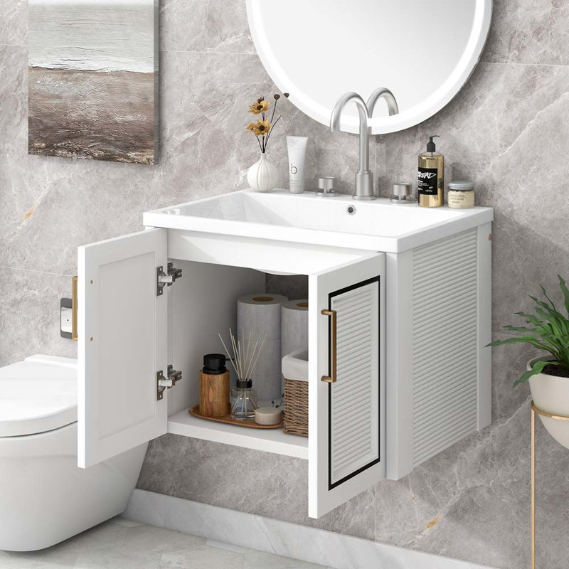 Base de meuble-lavabo mural simple 24 po blanc seulement