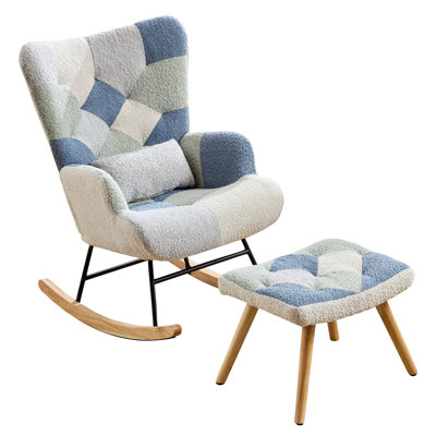 Upholstered Fabric Rocker & Glider With Footstool