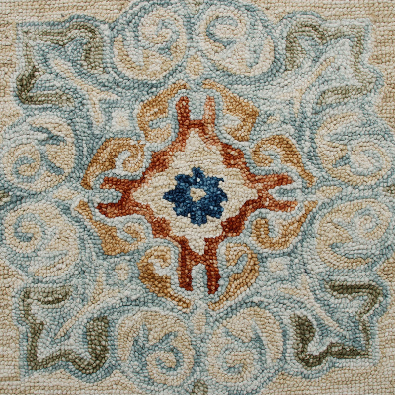 Rugsa Hand Tufted Wool Floral Indoor Rug, Round 3'