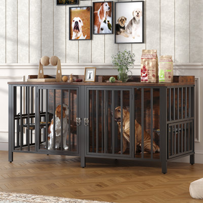 Cage pour chien de 63 po de style XL avec porte d'accès par le haut et bols rotatifs