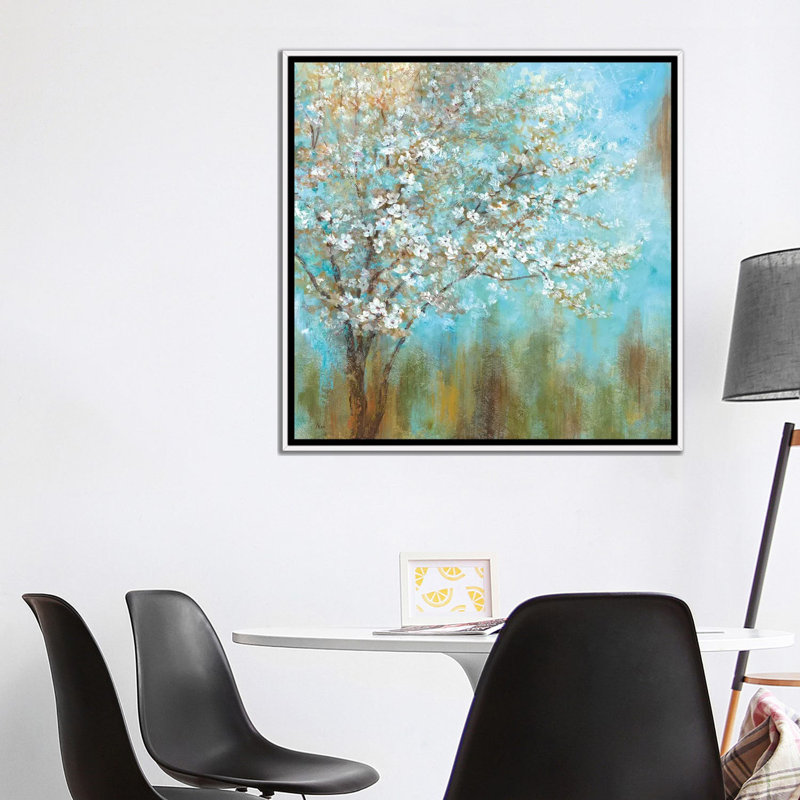 Reproduction d’art, "Cherry Blossoms" par Nan, Pas de tapis, Toile blanche encadrée, H 37 po x l 37 po x P 1,5 po