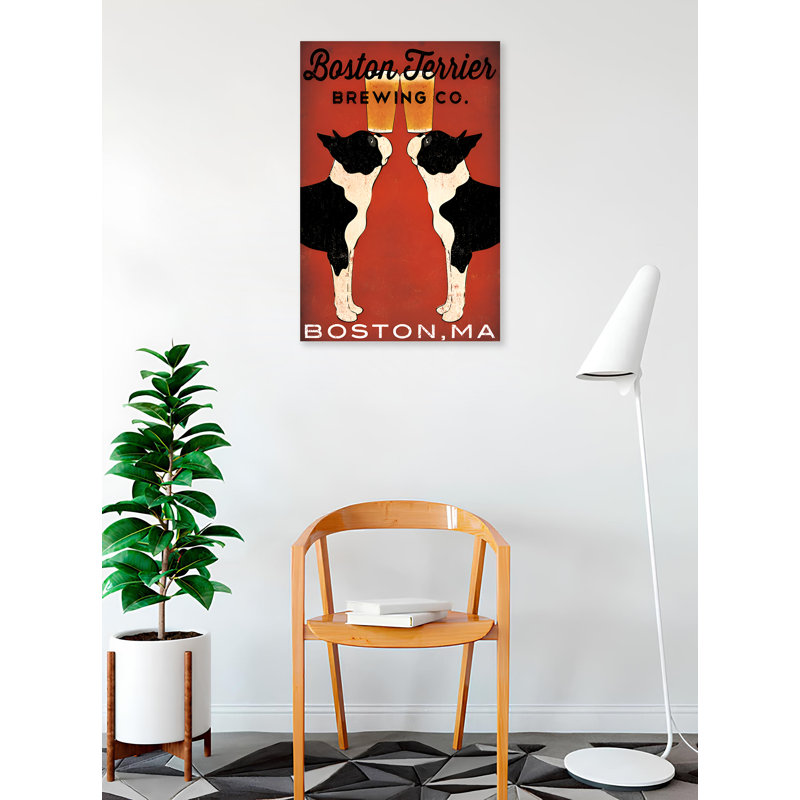 «Boston Terrier Brewing Co Boston» par Ryan Fowler, reproduction d'art sur toile tendue, H 24 po x l 36 po
