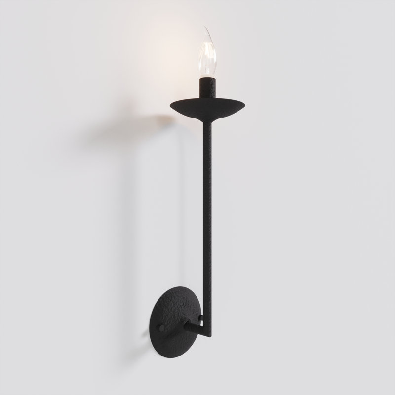 Le Marais Steel Candle Wall Light, Charcoal French Plaste